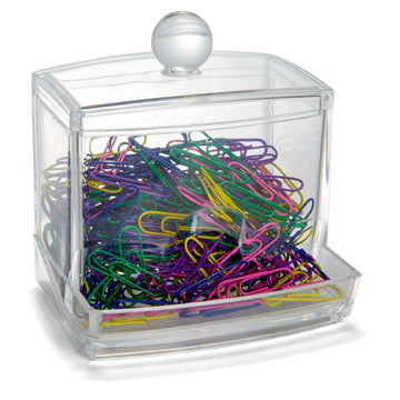 Self-Dispensing Paper Clip Holder with 250 Assorted Color Paper Clips by Officemate – 1 inch, Vinyl, Assorted, Model 93697