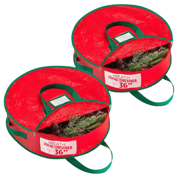 Handy Laundry Wreath Storage Bag, 36 Inch Tarp, Red, 2 Pack