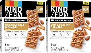 KIND ZERO Added Sugar Bars, Caramel Almond & Sea Salt, Keto Friendly Snacks, Gluten Free, 5g Protein, 5 Count (Pack of 2)