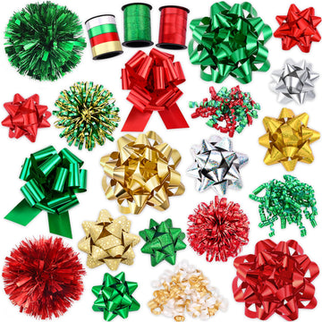 YUJUN Christmas Gift Bows Set, 23 Pieces, Red and Green