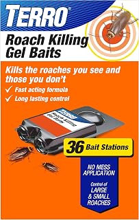 TERRO Roach Killer Gel Bait Stations, 36-Pack, Ready-to-Use Cockroach Bait | Kill Roaches Where They Hide, Breed, & Nest, No-Mess, Kills German, American, & Oriental Roaches, Indoor & Outdoor Control