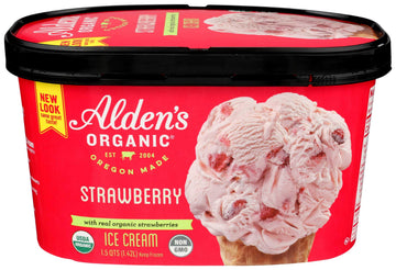 Aldens Organic Strawberry Ice Cream by Alden's – 48 Fl Oz