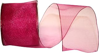 Reliant Ribbon 25733W-201-40J Elegant Woven Sheer Wired Edge Ribbon, 2-1/2 Inch X 25 Yards, Wine