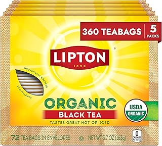 Lipton Organic Black Tea Bags, 360 Count (72ct 5-Pack)