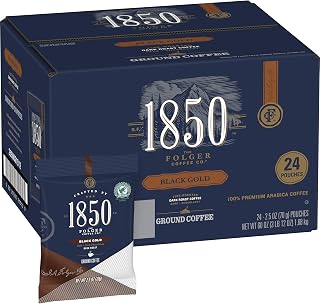 Folgers 1850 Black Gold Dark Roast Ground Coffee, Fraction Pack, 2.5 Ounce (Pack of 24)