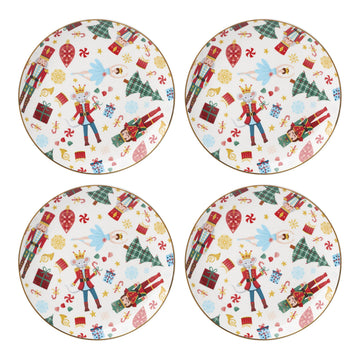 Lenox Nutcracker Ballet Appetizer Plates, Porcelain Set of 4, Multicolor