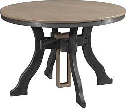 American Furniture Classics Model 44R-D-WWBK Dining Height Round Table in Weatherwood with a Black Base, Made in The USA