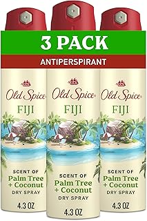 Old Spice Dry Spray Antiperspirant Deodorant for Men, 24/7 Freshness, 24/7 Sweat & Odor Protection, Gentle on Skin with Skin Conditioners, Fiji with Palm Tree + Coconut, 4.3 oz (Pack of 3)