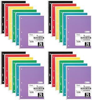 Mead Spiral Notebooks, 1 Subject, College Ruled, 70 Sheets, 24 Pack (73705)
