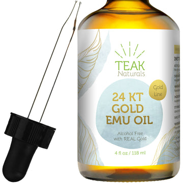 24K Gold Emu Oil by Teak Naturals – 4 Fl Oz (Pack of 1), teak, Gold,Teak
