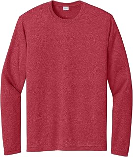 SPORT-TEK Long Sleeve Heather Contender Tee | Workout T-Shirt for Men & Women, Athletic Fit Gym Top for Running & Hiking