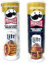 Pringles Potato Chips Flavor Pairing Variety Set 5.5oz - 2 cans (Beer-Battered Onion Ring & Beer Cheese Burger)