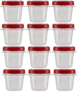 Easy Find Lids Food Storage Containers by Rubbermaid – 0.5 cups, Plastic, Red, Pack of 12, Model 1776477
