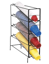 Four Section Vertical Wire Rack Cup Dispenser by DISPENSE-RITE – Metal, Black Wire, Model WR-CT-4