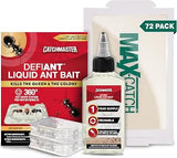 Catchmaster Max-Catch Mouse and Insect Glue Trap 72PK, Unscented for Indoor Use & 1-Year Supply of Defiant Premium Liquid Ant Killer with Reusable Ant Traps for Indoor and Outdoor Use