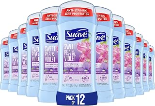 Suave Naturals AntiPerspirant & Deodorant, Invisible Solid, Sweet Pea & Violet, Case Pack (Twelve 2.6 Ounce Sticks)