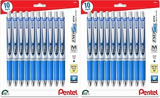 Pentel Energel 0.7 mm Liquid Gel Ink Pens, Medium Point, Metal Tip, Pack of 20 Deluxe RTX Retractable Blue Pens