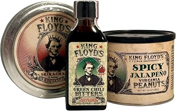 King Floyd's Spicy Floyd Party Pack – Hand-Crafted Green Chili Bitters (100ml), Sriracha Sea Salt (3.5oz), Spicy Jalapeño Peanuts (10oz) – Perfect for Cocktails, Cooking & Snacking (Spicy)