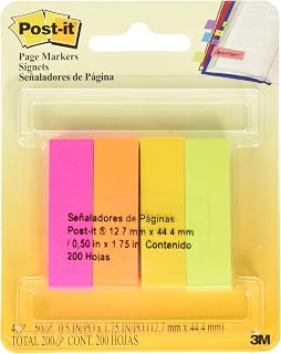 Post-it Page Marker 670-4-D, 1/2 in x 1.75 in (12,7 mm x 44,4 mm) Rainbow