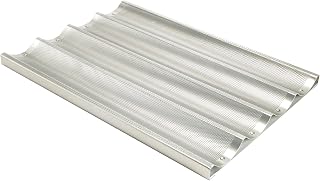 Winco Full Size Aluminum Baguette Pan, 4 Slots, Professional | Four slots for efficiency, Perforated surface for air circulation, Great for Food Preparation and Restaurant Kitchens