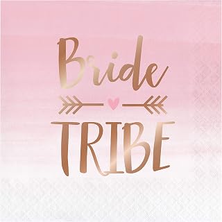 Creative Converting 340158 Rosé All Day Bride Tribe Napkins, 6.5", Pink