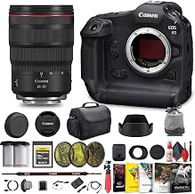 Canon EOS R1 Camera - 24MP with RF 24-70mm f/2.8 Lens Bundle | For Photography & Video | 24MP Full-Frame Mirrorless Camera | Full-Frame + 19x Batteries + 128GB CFexpress Memory Card + More