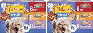 Friskies Wet Cat Food Variety Pack, Shreds Beef Chicken Turkey & Cheese | 48 Pack | 5.5 oz Cans