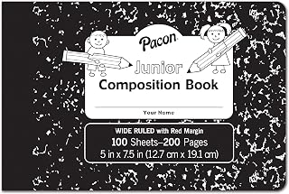 Pacon Junior Composition Book, 3/8" Ruled 5" x 7-1/2", 100 White Sheets , 6 Count