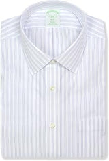 Brooks Brothers Mens Slim Fit Cotton Point Collar Mixed Stripes Pocket Dress Shirt,