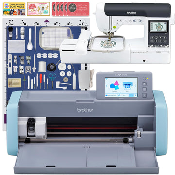 SE2000 5" x 7" Embroidery & Sewing Machine Bundle with Brother ScanNCut SDX12E Vinyl Cutter – 5" x 7", Plastic, White, Pack of 2, Model BRTHR-DX125-BUNDLE-10
