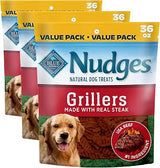 Blue Buffalo Nudges Grillers Natural Dog Treats with Real USA Beef, Made in the USA, Steak, 36-oz Bag (Pack of 3)
