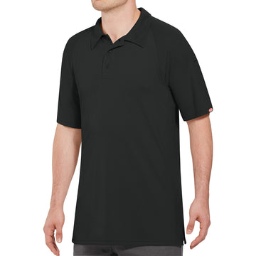 Men's Big-Tall Active Performance Polo Shirt by Red Kap – 5X-Large, Polyester, Black, Model SK92BK SS 5XL