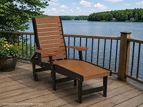 American Furniture Classics HDPE Outdoor Chaise Lounge Chair in Cedar and Black