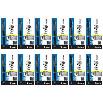 FriXion Clicker Erasable Gel Pens, Fine Point 0.7 mm, (Pack of 12, 144 Count Total), Black by PILOT – 12 Count (Pack of 12), Ink, Black, Pack of 12, Model 18505