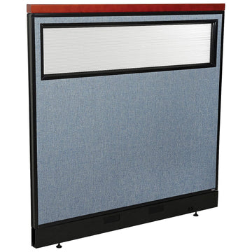 48-1/4"W x 47-1/2"H Deluxe Office Partition Panel with Partial Window & Pass-Thru Cable by Global Industrial – Steel, Blue, Model 694774WPBL