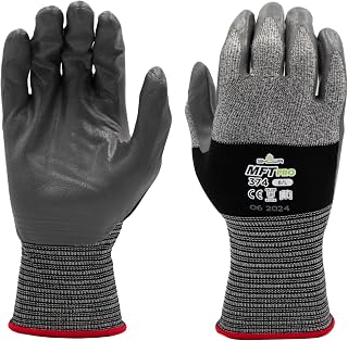 SHOWA MFT Pro 374 Microfiber Work Gloves with Oil-Resistant Flat Nitrile Palm Coating, Latex-Free, Breathable Mechanics Glove, High Dexterity, Black, X-Large, 1 Pair