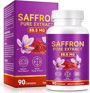 Saffron Supplements Capsules for Women & Men 90 Count - Pure Saffron Extract - Supports Mood, Focus, Energy, Eye Health - Vegan, Non-GMO, 3 Month Supply
