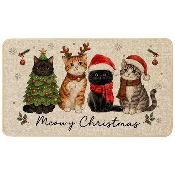 Baccessor Christmas Doormat, 17 x 29 Inches, Four Cats