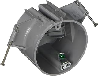 RACO 7919RAC Round Non-Metallic 2-5/8-Inch Deep Electrical Box with 6 x NMSC Clamps,2 x Captive Nails and Grounding Plate Included, 3-1/2-Inch
