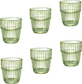 Bormioli Rocco Barshine 10.38 oz. Rocks Stackable Tempered Drinking Glasses, Set of 6, Mint Green