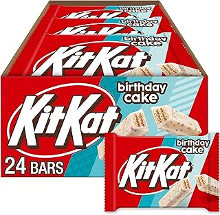 Kit Kat Birthday Cake Flavored Creme with Sprinkles, Bulk, Individually Wrapped Wafer Candy Bars, 1.5 oz (24 Count) | 24 Count, Individually Wrapped Wafer Candy Bars
