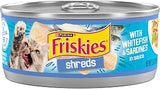 Purina Friskies Wet Cat Food, Shreds Whitefish & Sardines, (24) 5.5 oz Cans