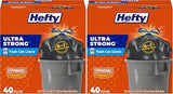 Hefty Ultra Strong 33 Gallon Trash Bags, Black, Unscented, 40ct (Pack of 2)