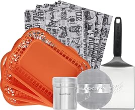 BLACKSTONE 6277 Smash and Serve Burger Kit — Includes Stainless Steel XL Burger Spatula, 7” Smash Burger Press, Spice Dredge, (4) Burger Baskets & (20) Burger Basket Liners, Tools Dishwasher Safe
