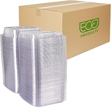 Eco-Products Compostable 8" Clear PLA Plastic Clamshell To Go Containers, Case of 160, Meal Prep Box, Take Out Box With Lid, PLA Is a Renewable Material Made from Plants, ASTM Compliant, BPI-Certified