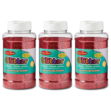 Creative Arts™ Glitter by Charles Leonard – Plastic, Red, Pack of 3, Model CHL41130-3