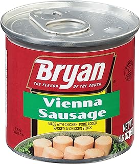 Bumble Bee BRYAN Vienna Sausage, 4.6 Ounce Pull-Top Can (Pack of 1) | Canned Meat | Keto Food, Keto Snacks | Low Carb High Protein Snacks | Compare to Other Brands of Vienna Sausages & Smoked Sausages