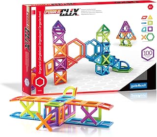 Guidecraft PowerClix Frame Magnetic Building Blocks Set, 100 Piece Magnetic Tiles, Stem Educational Construction Toy