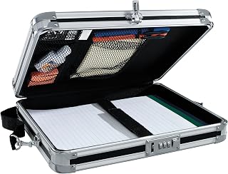 Vaultz Locking Storage Clipboard with Combination Lock, Black | Plastic clipboard with storage compartment, mesh pockets, wall mount, and locking security for office, nursing, and field use