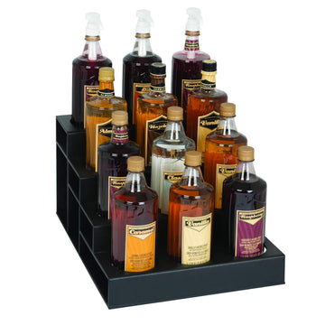 Twelve Section Countertop Bottle Holder by DISPENSE-RITE – Polystyrene (PS), Black, Model CTBH-12BT